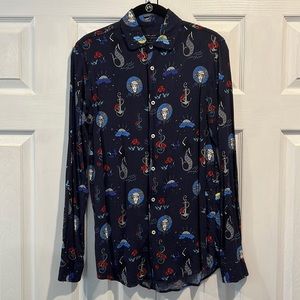 Zara Man size small casual button down nautical pattern